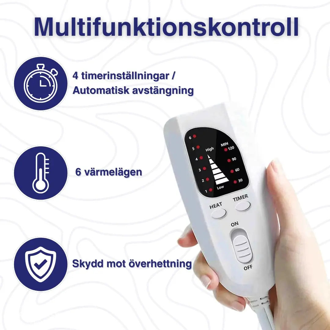 Elektrisk Värmefilt mot Ryggsmärta & Stelhet – 6 Temperaturinställningar för Nacke, Axlar & Rygg