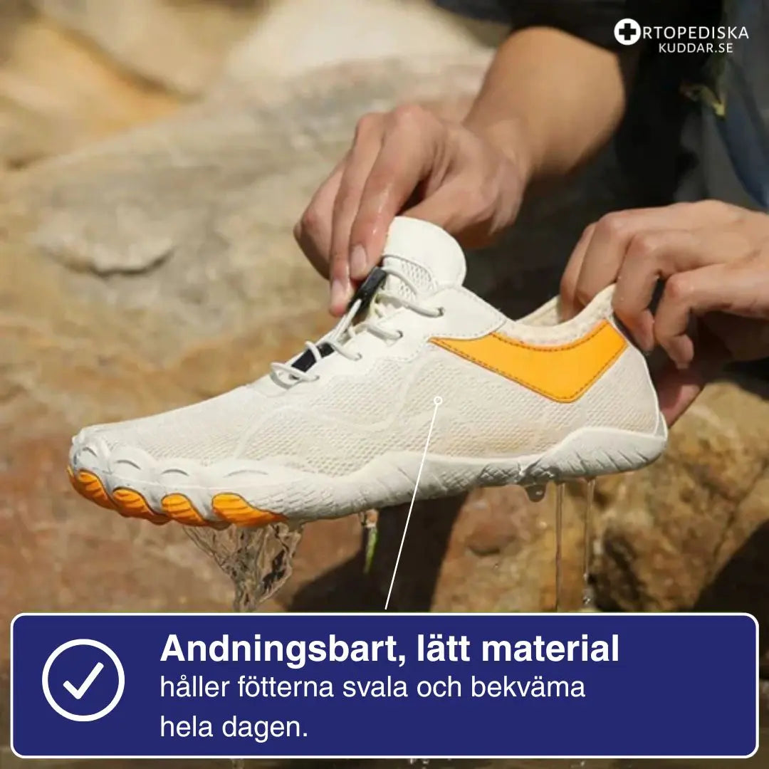 Ergonomiska barfotaskor i vattentåliga material