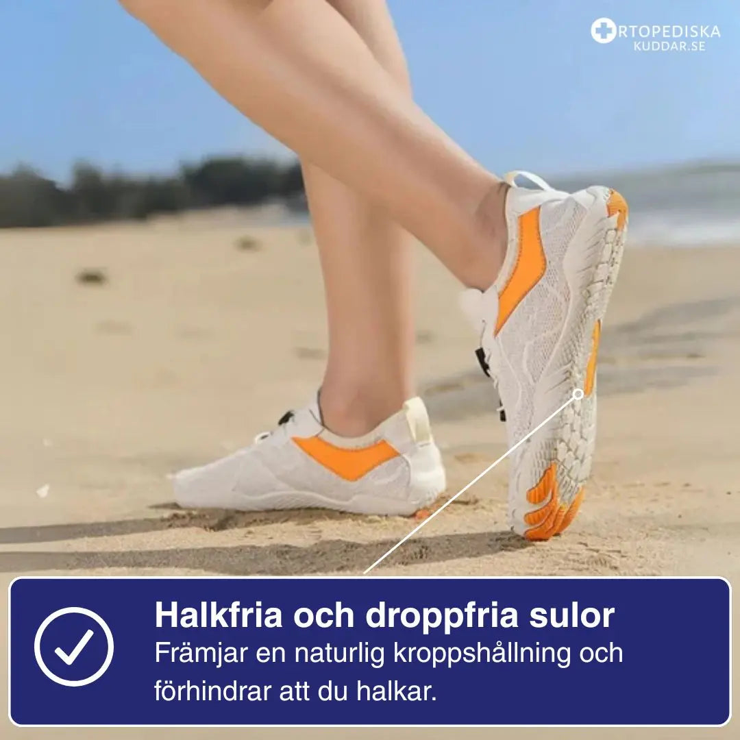 Ergonomiska barfotaskor i vattentåliga material