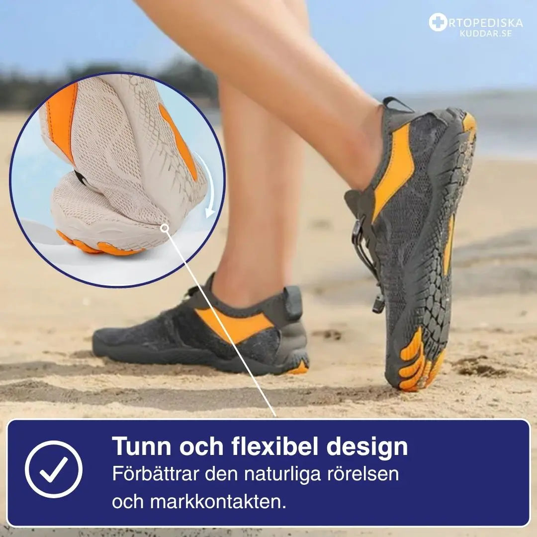 Ergonomiska barfotaskor i vattentåliga material