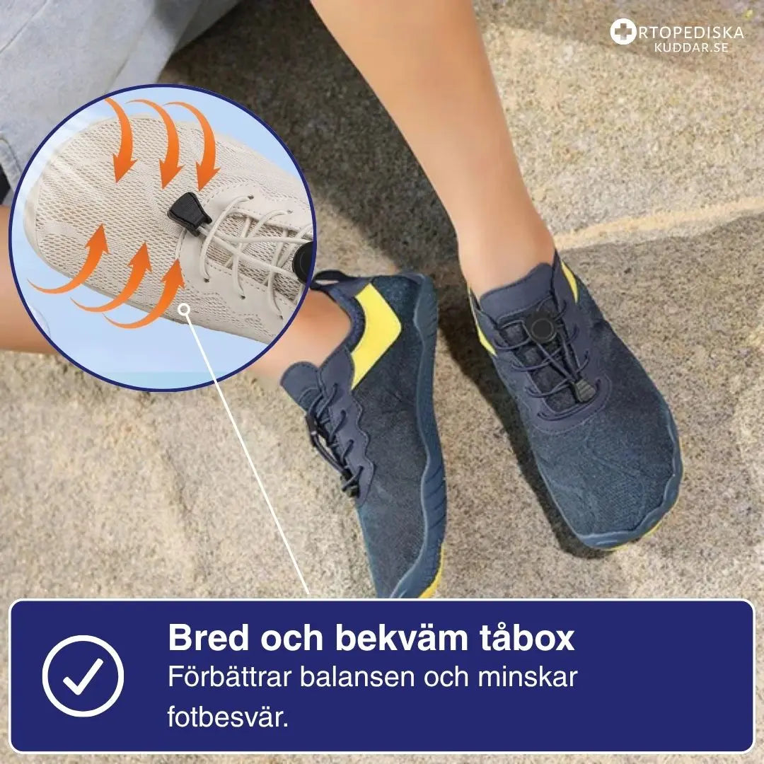 Ergonomiska barfotaskor i vattentåliga material
