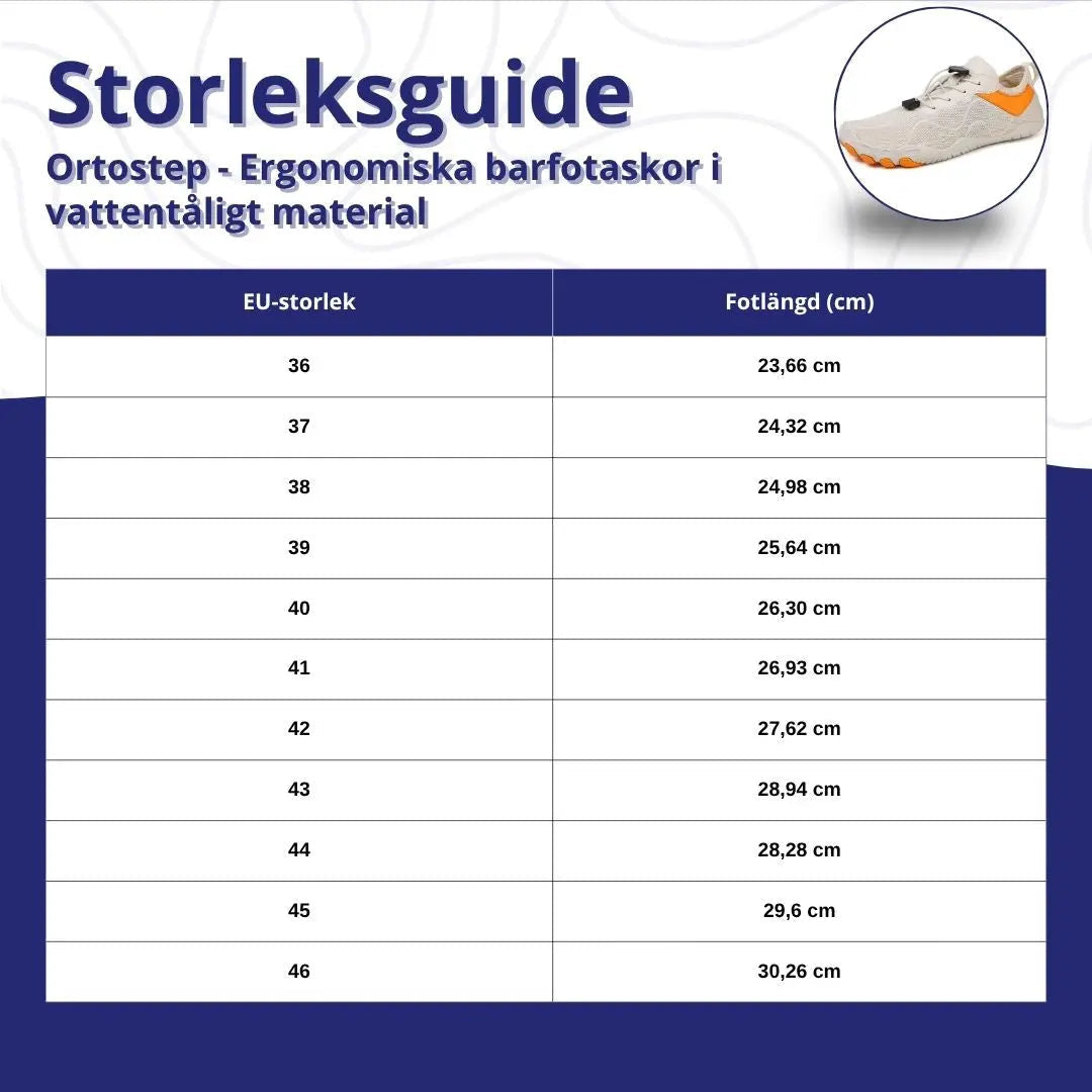Ergonomiska barfotaskor i vattentåliga material