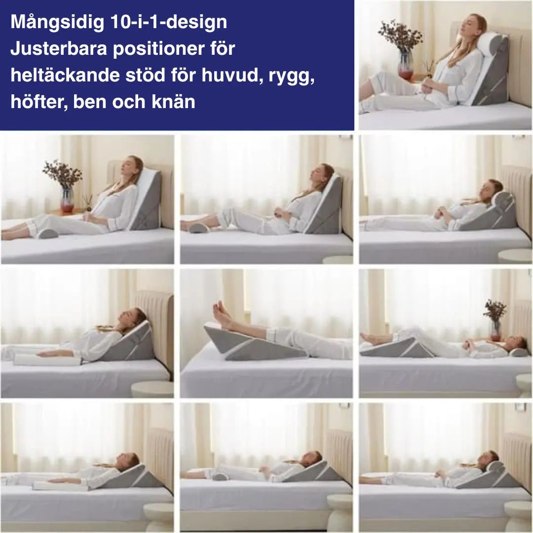 Kilkudde 10-i-1 med memory foam med justerbar stödkudde för rygg, ben och återhämtning