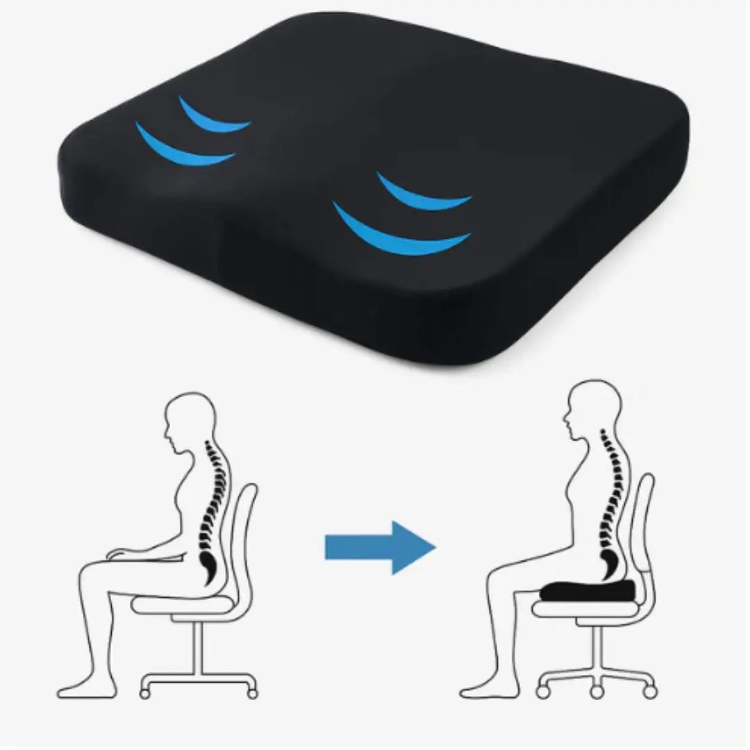 Minnesskum Sittkudde Med Ergonomisk Avlastning för Rygg & Svanskota