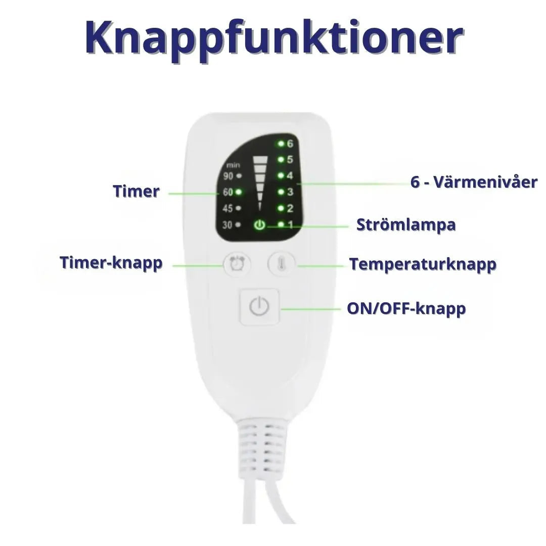 Stor värmedyna med timer