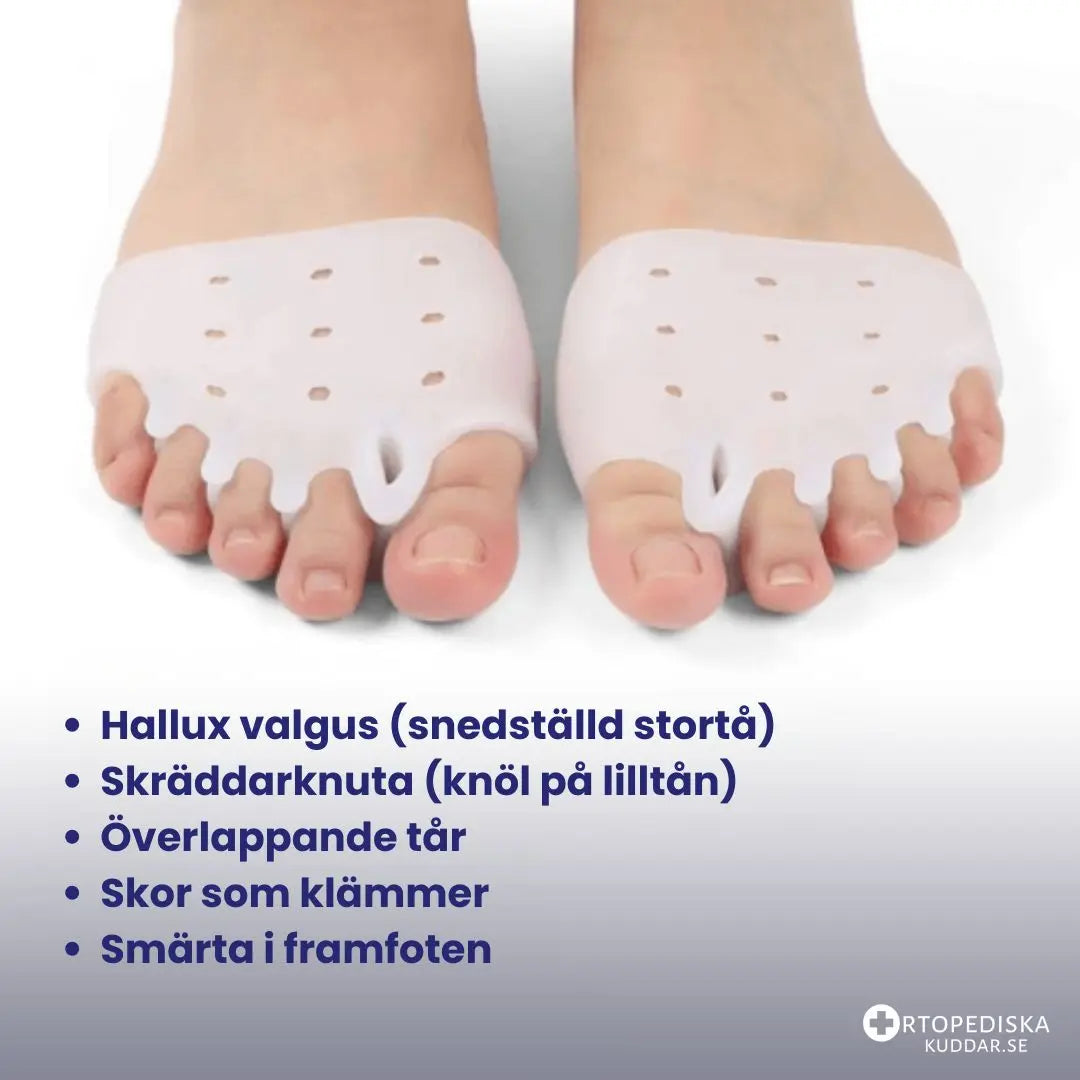 Tåseparerare i Silikon för Alla Tår – Lindrar Hallux Valgus, Hammartå & Tåsmärta
