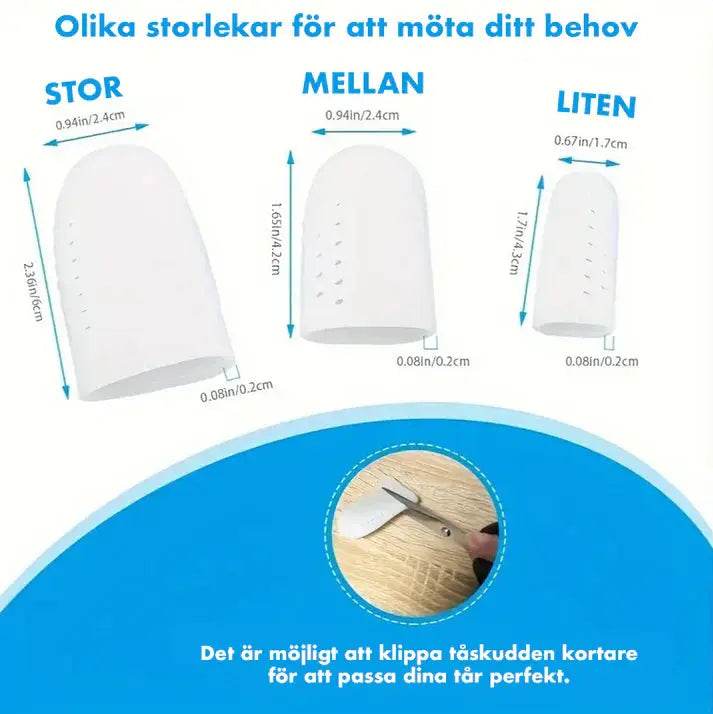 Tåskydd i silikon – 6-pack mot tåsmärta, skavsår och friktion