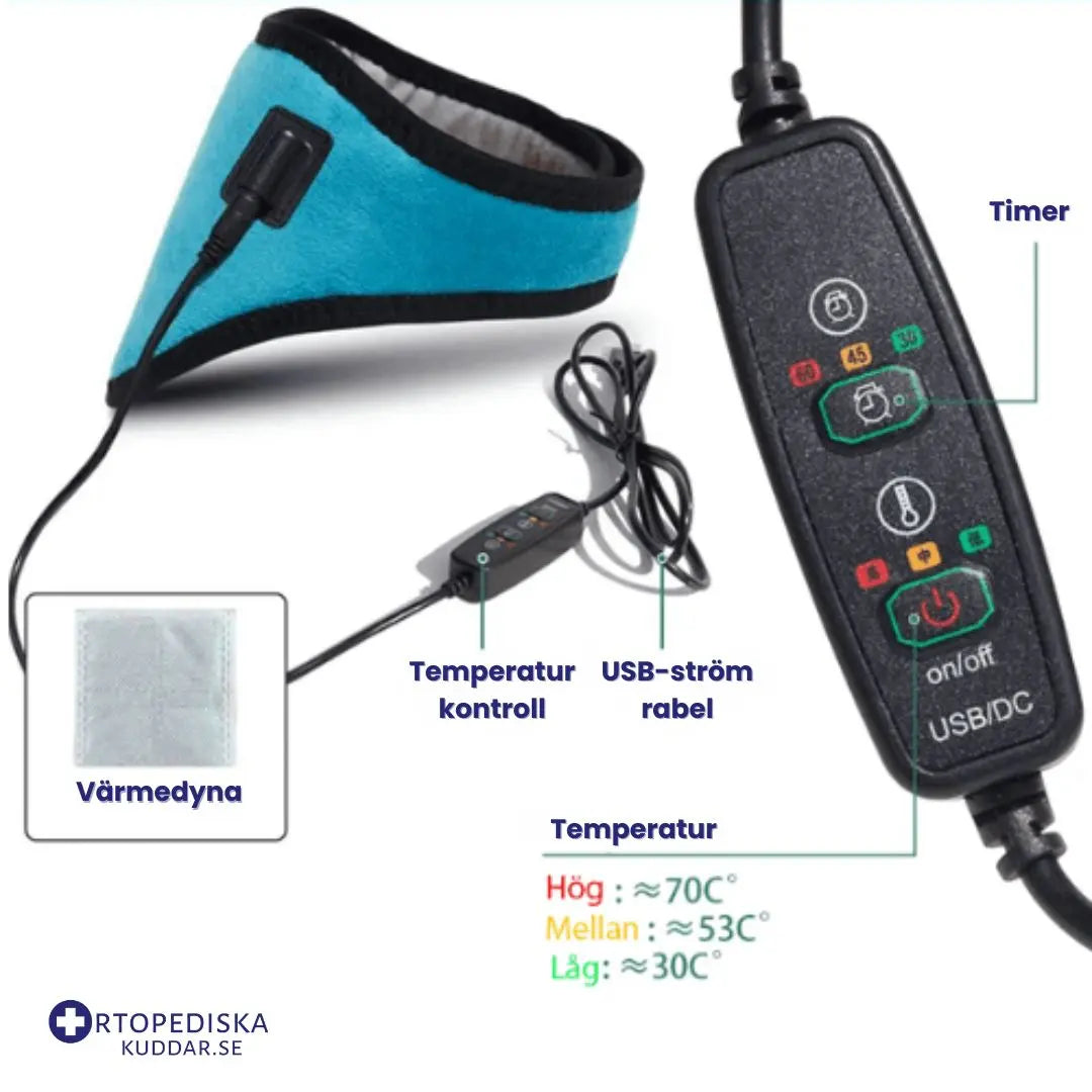 USB nackstöd med uppvärmnings funktioner