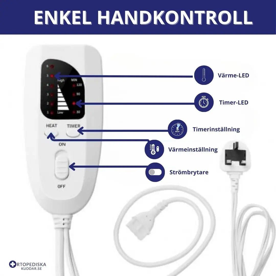 Värmedyna för nacke och axlar med 6 värmelägen timer